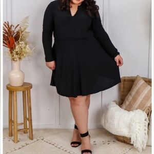 🟤NWT WHITE BIRCH Plus Sweet Simplicity Knit Dress w/ Built in Shorts in Black 3X